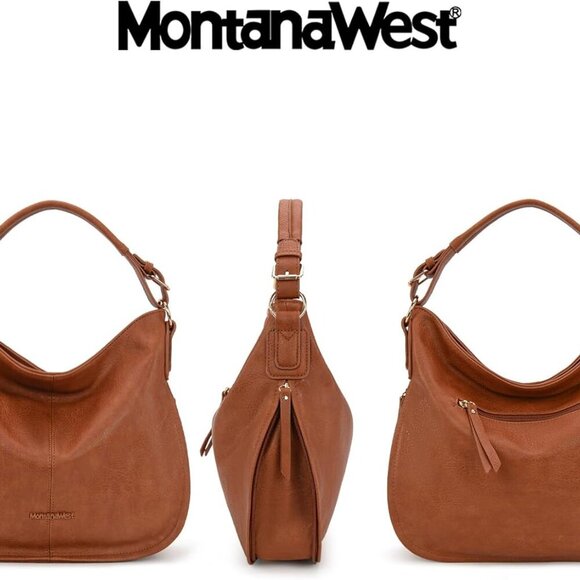 Hobo Bag Women Vegan Leather Shoulder Purse Handbag with Expandable Zipper - Picture 2 of 6